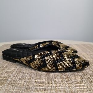 Birdies Swan Beaded Chevron Slides In Champagne W 7.5